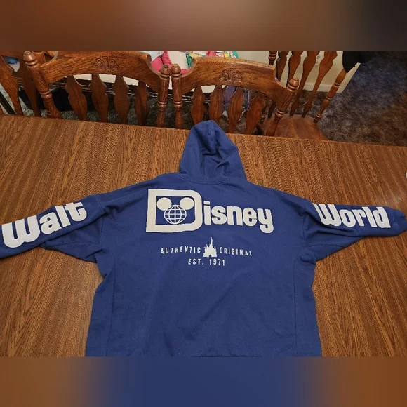 Disney Blue and White Zip Up Sweater with Logo